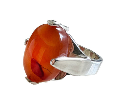 Honey Eye Aqeeq Silver Ring