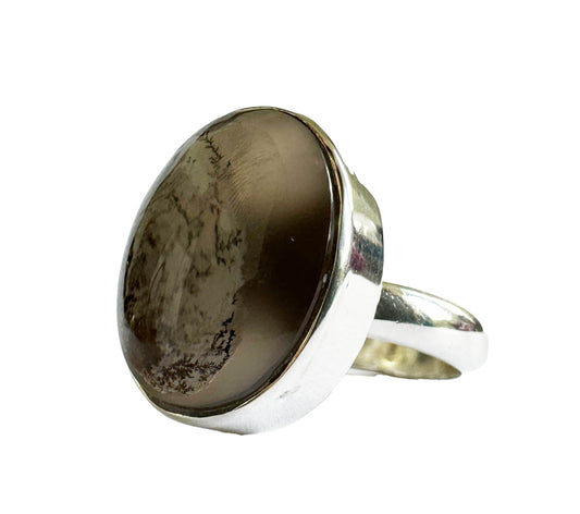 Magic Mossy Aqeeq Silver Ring